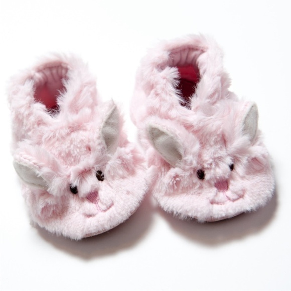 Robeez Fuzzy Bunny Baby Shoes Slippers Pink 0-6 Mo